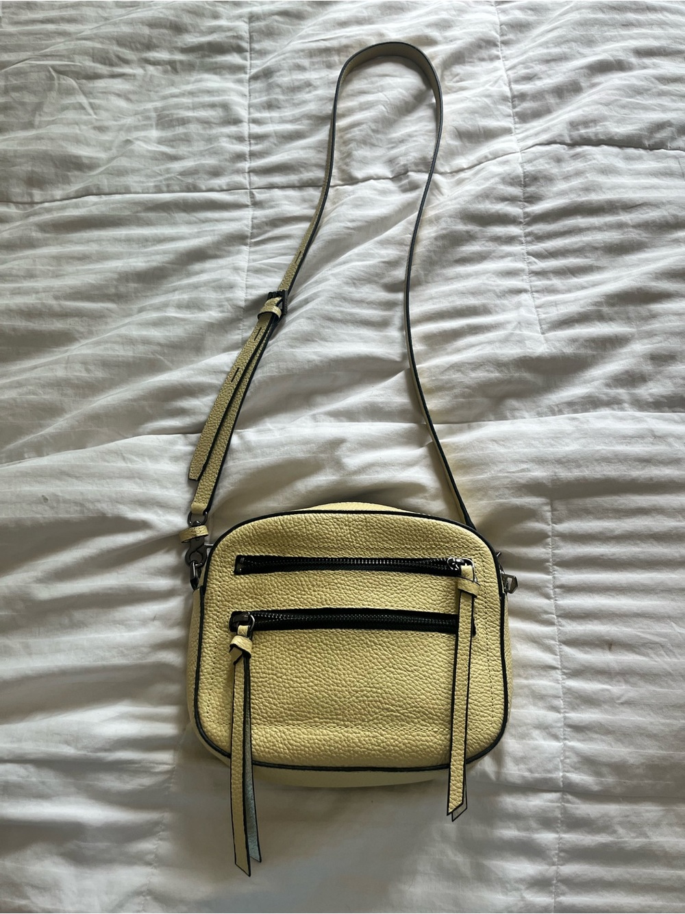 Botkier —Yellow Pebbled Crossbody Bag with Front Zips
